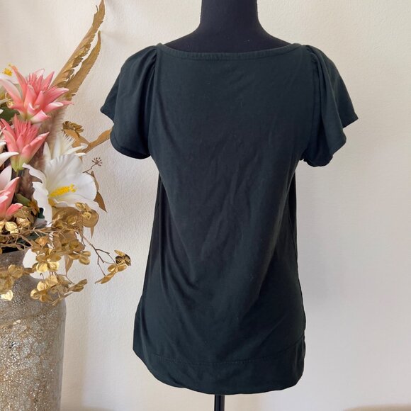 Y2K Forest Green Babydoll Gold Beaded Top - Picture 2 of 7